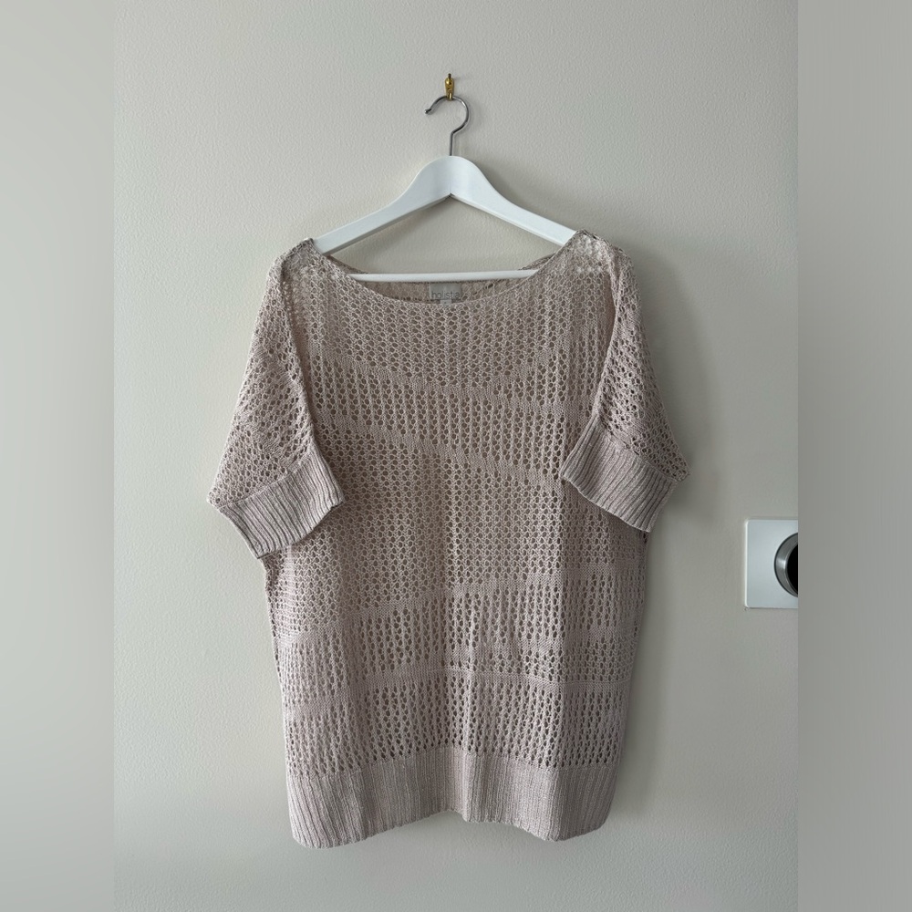Holistia - Beige Knit Sweater 100% Linen